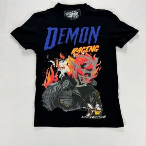 Dodge Demon Racing Scat Pack Flame Skull Graphic Tee Black Men's M